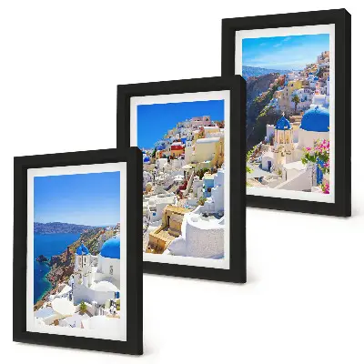 Bilderwand Landschaftsarchitekturansichten der Stadt Oia auf Santorin in Griechenland
