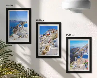 Bilderwand Landschaftsarchitekturansichten der Stadt Oia auf Santorin in Griechenland