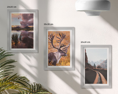 Fotowand Berglandschaften mit Rentieren und einer Straße in der Natur