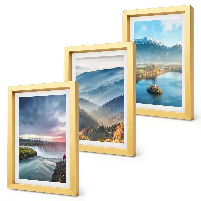 Bilderwand mit malerischen Berglandschaften und Wasserfällen aus der Natur