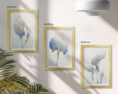 Bilderset mit rahmen Zarte blaue Blüten auf hellem Hintergrund
