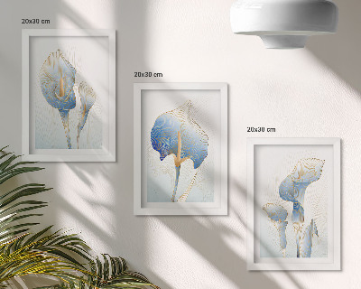 Bilderset mit rahmen Zarte blaue Blüten auf hellem Hintergrund