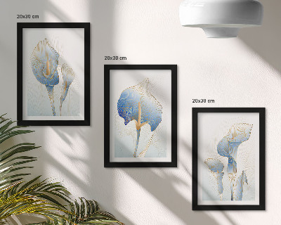 Bilderset mit rahmen Zarte blaue Blüten auf hellem Hintergrund