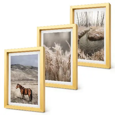 Bilderwand mit dem Motiv Pferde in einer Graslandschaft an einem Winterbach
