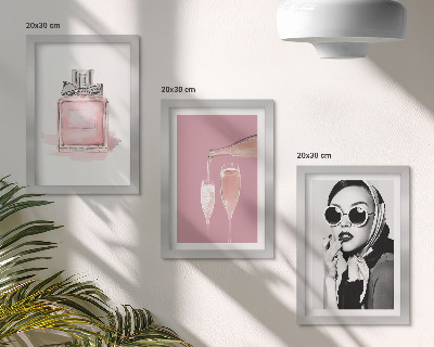 Bilderset mit rahmen Stilvolle feminine Accessoires in Rosatönen