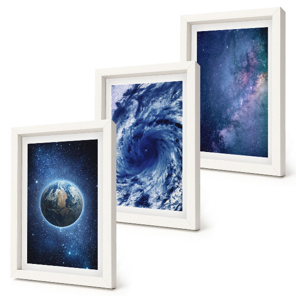 Bilderwand Erde im Weltraum, Sturm und Galaxie von Sternen
