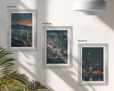 Fototapete Stadtpanorama bei Nacht mit Wolkenkratzern