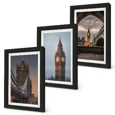 Bilderwand mit Ansichten von London, der Brücke und Big Ben