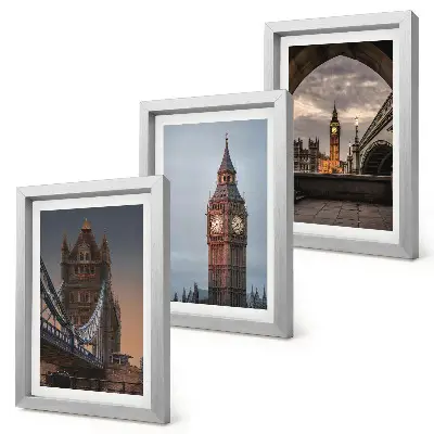 Bilderwand mit Ansichten von London, der Brücke und Big Ben