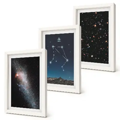 Bilderwand mit Motiven von Weltraum, Galaxien, Sternbild Waage und Nachthimmel