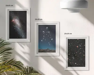 Bilderwand mit Motiven von Weltraum, Galaxien, Sternbild Waage und Nachthimmel