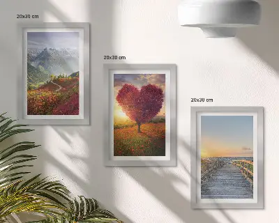 Bilderwand Berglandschaften mit herzförmigem Baumsteg