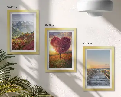 Bilderwand Berglandschaften mit herzförmigem Baumsteg