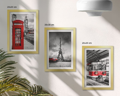 Bilderwand Ikonische Städte London, Paris und Schienenverkehr