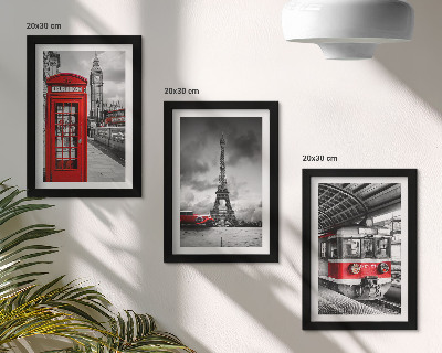 Bilderwand Ikonische Städte London, Paris und Schienenverkehr
