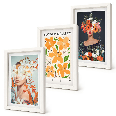 Fotowand Blumenporträts mit farbenfrohen Sträußen und Blättern