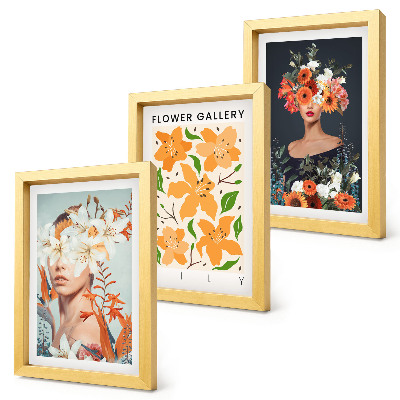 Fotowand Blumenporträts mit farbenfrohen Sträußen und Blättern