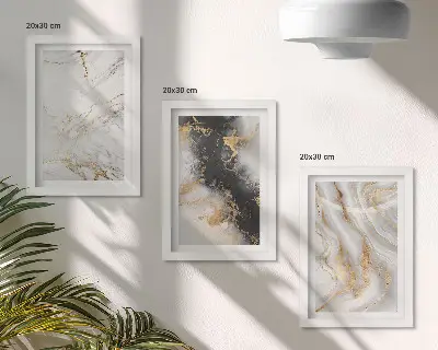 Bilderwand mit abstrakten Mustern in Weiß- und Schwarztönen