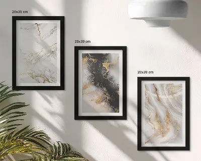 Bilderwand mit abstrakten Mustern in Weiß- und Schwarztönen