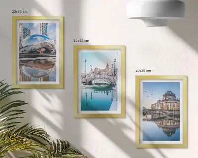 Fotowand mit Spiegelung der Stadtarchitektur im Wasser