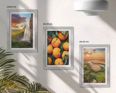 Bilderset mit rahmen Wasserfall, Berge, Orangen, italienische Landschaft mit Sonnenuntergang