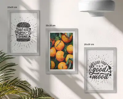 Fotowand mit Küchenmotiven und saftigen Orangen