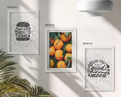 Fotowand mit Küchenmotiven und saftigen Orangen