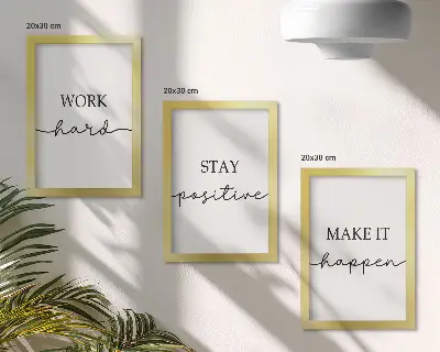 Minimalistische Motivationszitate Bilderset mit Rahmen