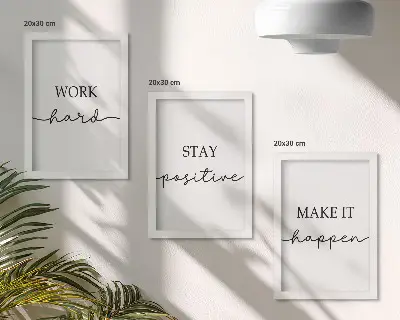 Minimalistische Motivationszitate Bilderset mit Rahmen