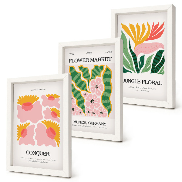 Bilderwand Blumen und Blätter auf Postern im modernen Stil