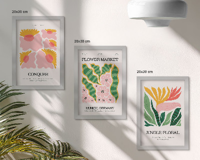 Bilderwand Blumen und Blätter auf Postern im modernen Stil