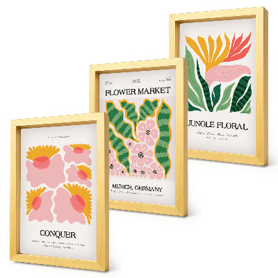 Bilderwand Blumen und Blätter auf Postern im modernen Stil