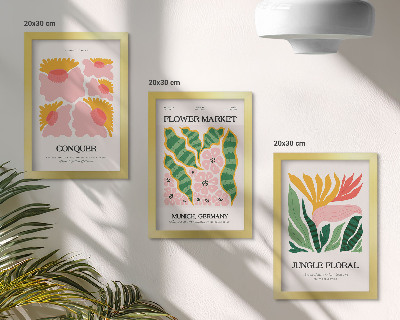 Bilderwand Blumen und Blätter auf Postern im modernen Stil