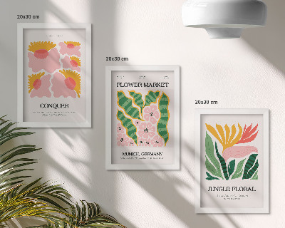 Bilderwand Blumen und Blätter auf Postern im modernen Stil