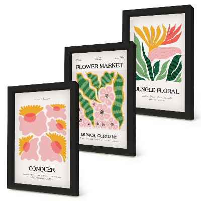Bilderwand Blumen und Blätter auf Postern im modernen Stil