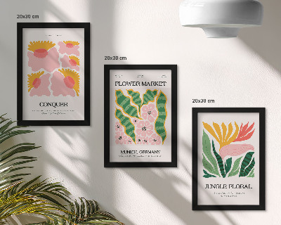 Bilderwand Blumen und Blätter auf Postern im modernen Stil