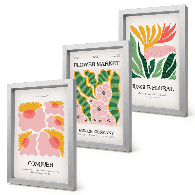 Bilderwand Blumen und Blätter auf Postern im modernen Stil