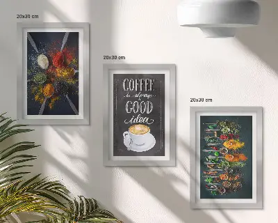 Bilderset mit Rahmen Gewürzkaffee mit Küchenkräutermuster