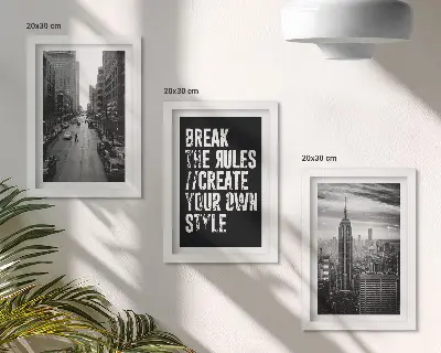 Fotowand mit Stadtstraßen in Schwarz-Weiß und einer inspirierenden Inschrift