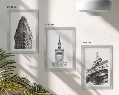 Bilderwand mit Architektur in Schwarz-Weiß-Minimalismus
