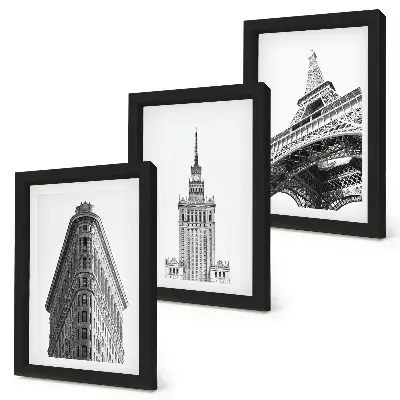 Bilderwand mit Architektur in Schwarz-Weiß-Minimalismus
