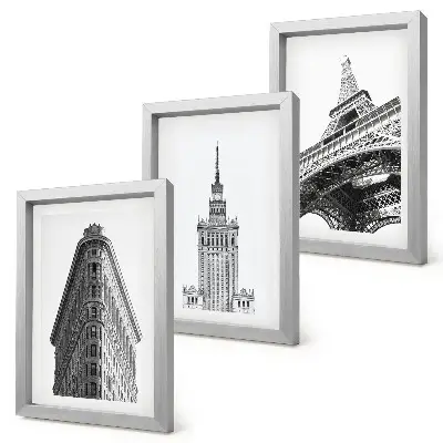 Bilderwand mit Architektur in Schwarz-Weiß-Minimalismus