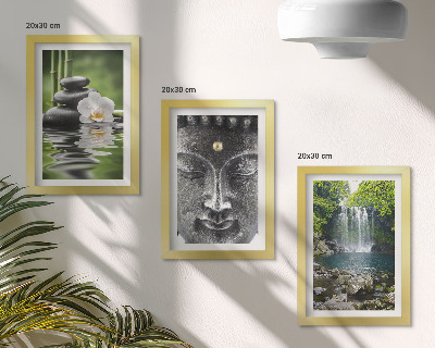 Bilderset mit rahmen Harmonie der Natur mit Steinen, Wasser und Buddha