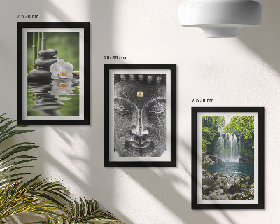 Bilderset mit rahmen Harmonie der Natur mit Steinen, Wasser und Buddha