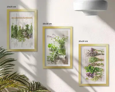 Bilderwand zum Trocknen von Kräutern und Pflanzen für die Küche