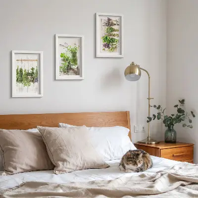 Bilderwand zum Trocknen von Kräutern und Pflanzen für die Küche