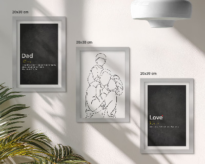 Bilderset mit rahmen Familien-Linienzeichnung mit Definitionen von Liebe und Vaterschaft
