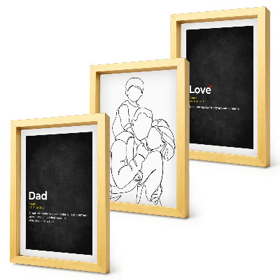 Bilderset mit rahmen Familien-Linienzeichnung mit Definitionen von Liebe und Vaterschaft
