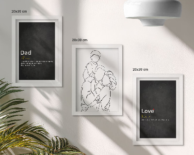 Bilderset mit rahmen Familien-Linienzeichnung mit Definitionen von Liebe und Vaterschaft