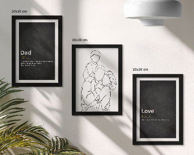 Bilderset mit rahmen Familien-Linienzeichnung mit Definitionen von Liebe und Vaterschaft